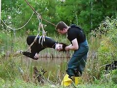 Trained for painal with dunks in the pond - hard anal BDSM