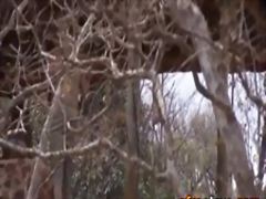 A white man takes his black slave to nature and drills her wet cunt hard