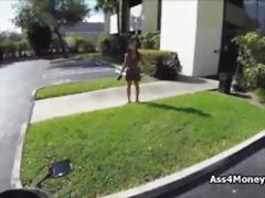 Ebony teen toying on bike then fucking