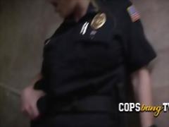 Black bike rider gets his chocolate bar ridden by horny milf cops