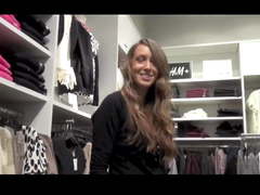 Shopping fucking in changing room black pantyhose