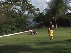 Ebony brunette Roxy Panther loves threesome sex with anal