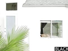 Petite redhead Amarna almost choking on black dick