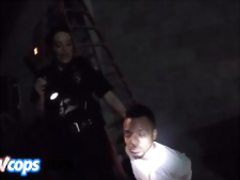 Nasty female cops find a black homeless man and take his big hard penis